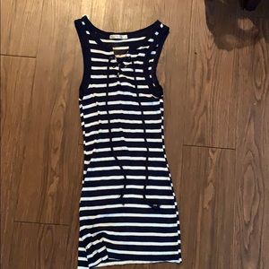 Blue and white string tie dress